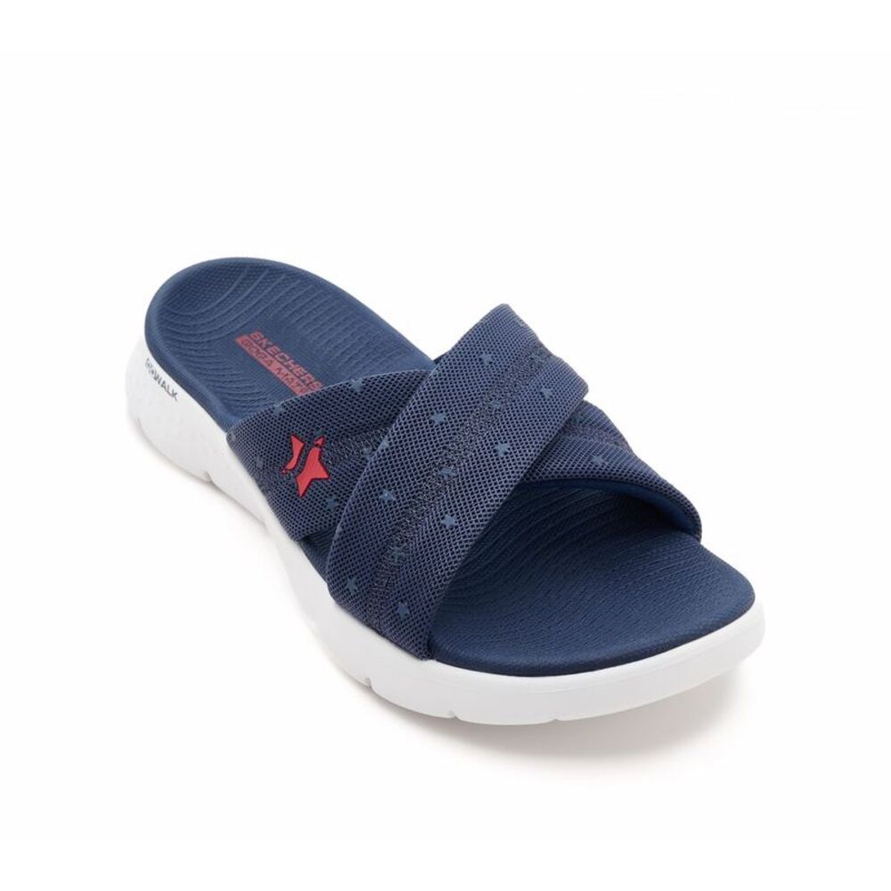 Skechers Women's Sz 9 GO WALK Flex Americana Slide Sandals Blue